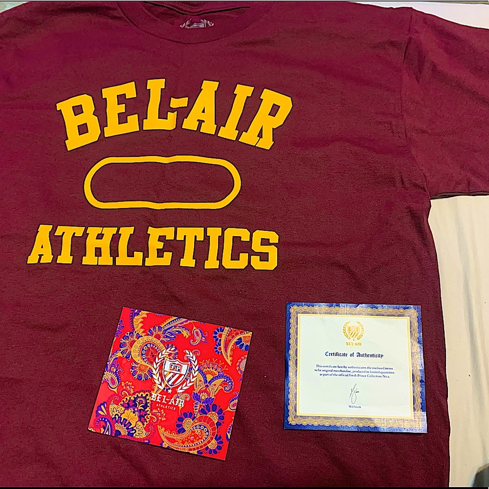 Bel-Air Athletics L Maroon Logo Tee Authentic/NWT!